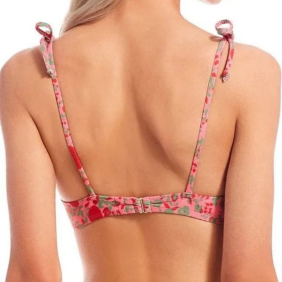 Roberta Roller Rabbit Rhody Mixed Floral Tie Shoulder Bralette Bikini Top Medium - Picture 2 of 8
